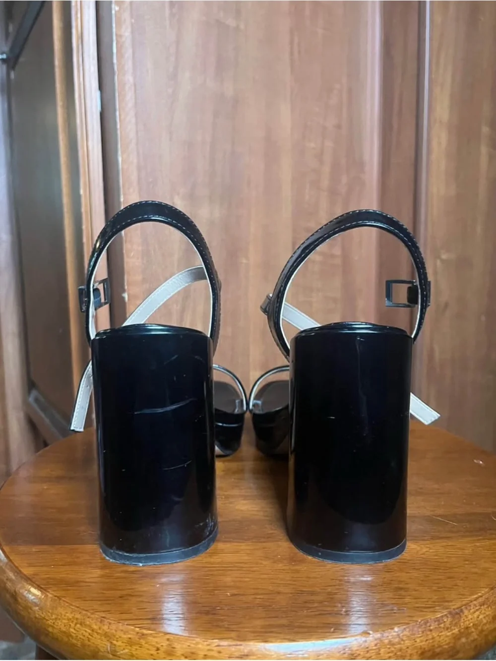 Black Mix No. 6 Platform Block Heel Sandals